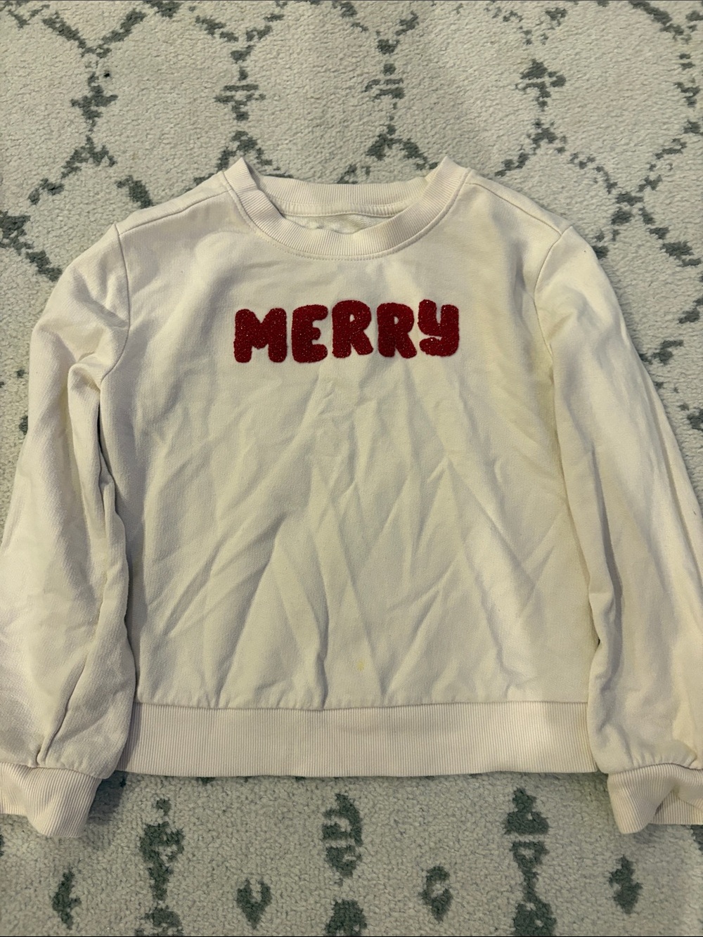 Merry Red Lettering Cream girls Sweatshirt